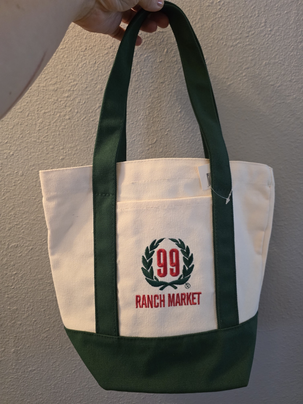Green & Cream Canvas Tote